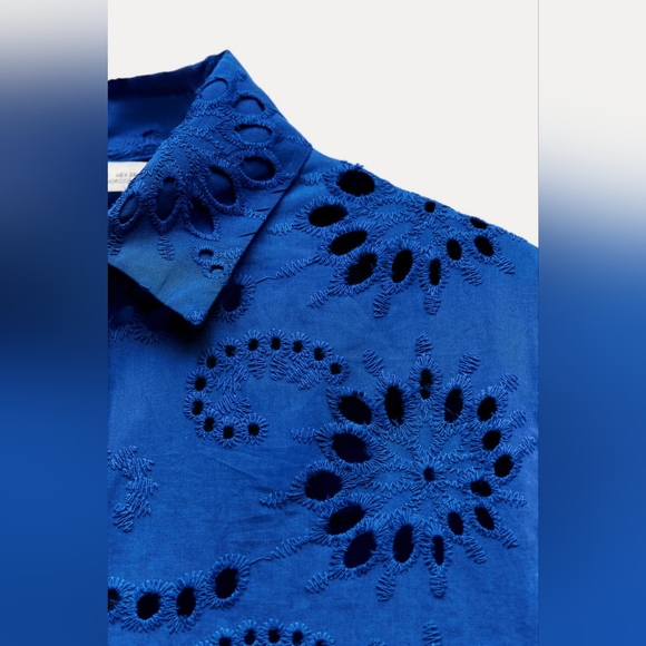 ZARA ZW COLLECTION EMBROIDERED POPLIN SHIRT - Picture 9 of 11